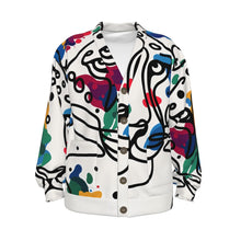 Load image into Gallery viewer, Colorful Leopard Face Line Art | Unisex V-neck Knitted Cardigan