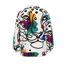 Load image into Gallery viewer, Colorful Leopard Face Line Art | Unisex V-neck Knitted Cardigan