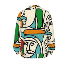 Load image into Gallery viewer, Arabic Men Continues Line Art | Unisex V-neck Knitted Cardigan
