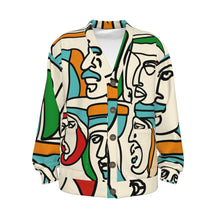 Load image into Gallery viewer, Arabic Men Continues Line Art | Unisex V-neck Knitted Cardigan