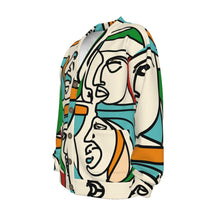 Load image into Gallery viewer, Arabic Men Continues Line Art | Unisex V-neck Knitted Cardigan