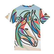 Load image into Gallery viewer, Colorful Horse Art with Blue Background | Unisex T-Shirt | (100% Cotton)