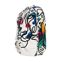 Load image into Gallery viewer, Colorful Leopard Face Line Art | Unisex V-neck Knitted Cardigan