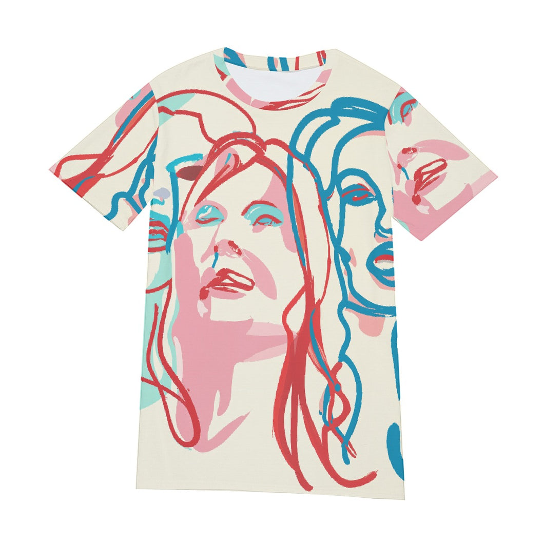 Faces Random Line Art  | Unisex T-Shirt | (100% Cotton)