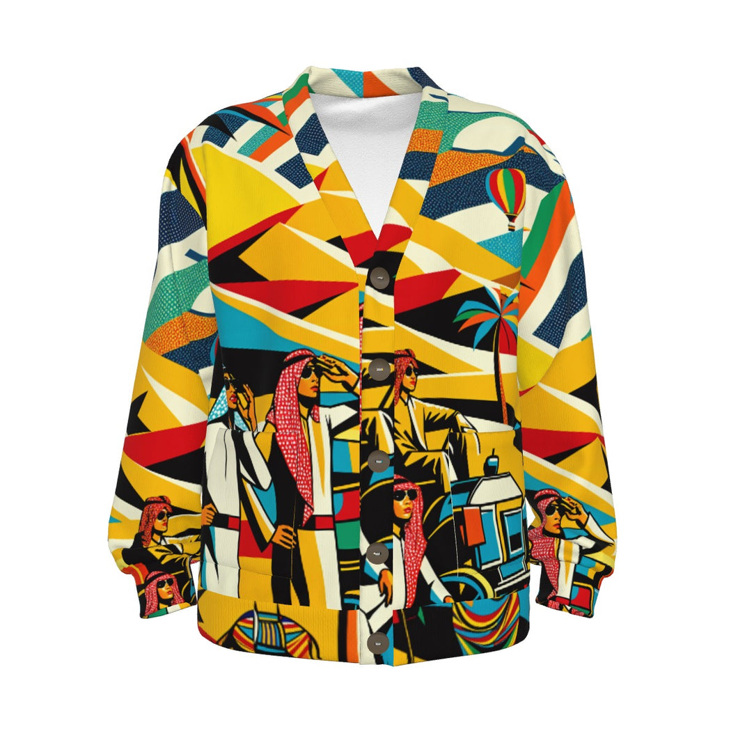 Bedouin Life Pop Art| Unisex V-neck Knitted Cardigan