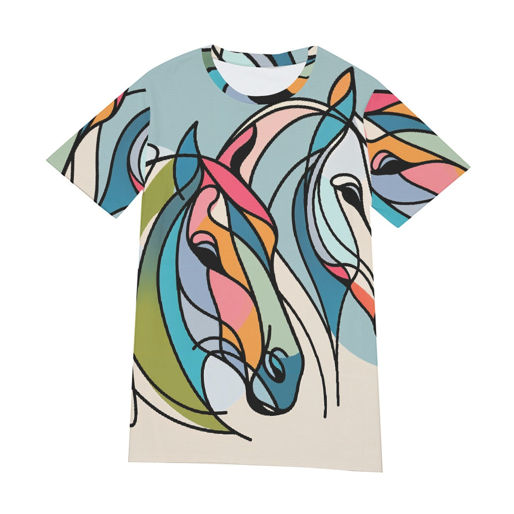 Colorful Horse Line Art | Unisex T-Shirt | (100% Cotton)