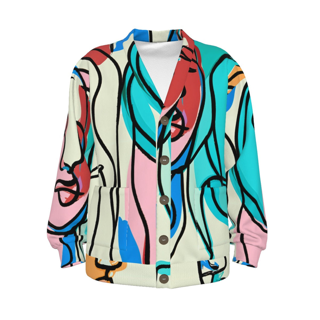 Women Art | Unisex V-neck Knitted Cardigan