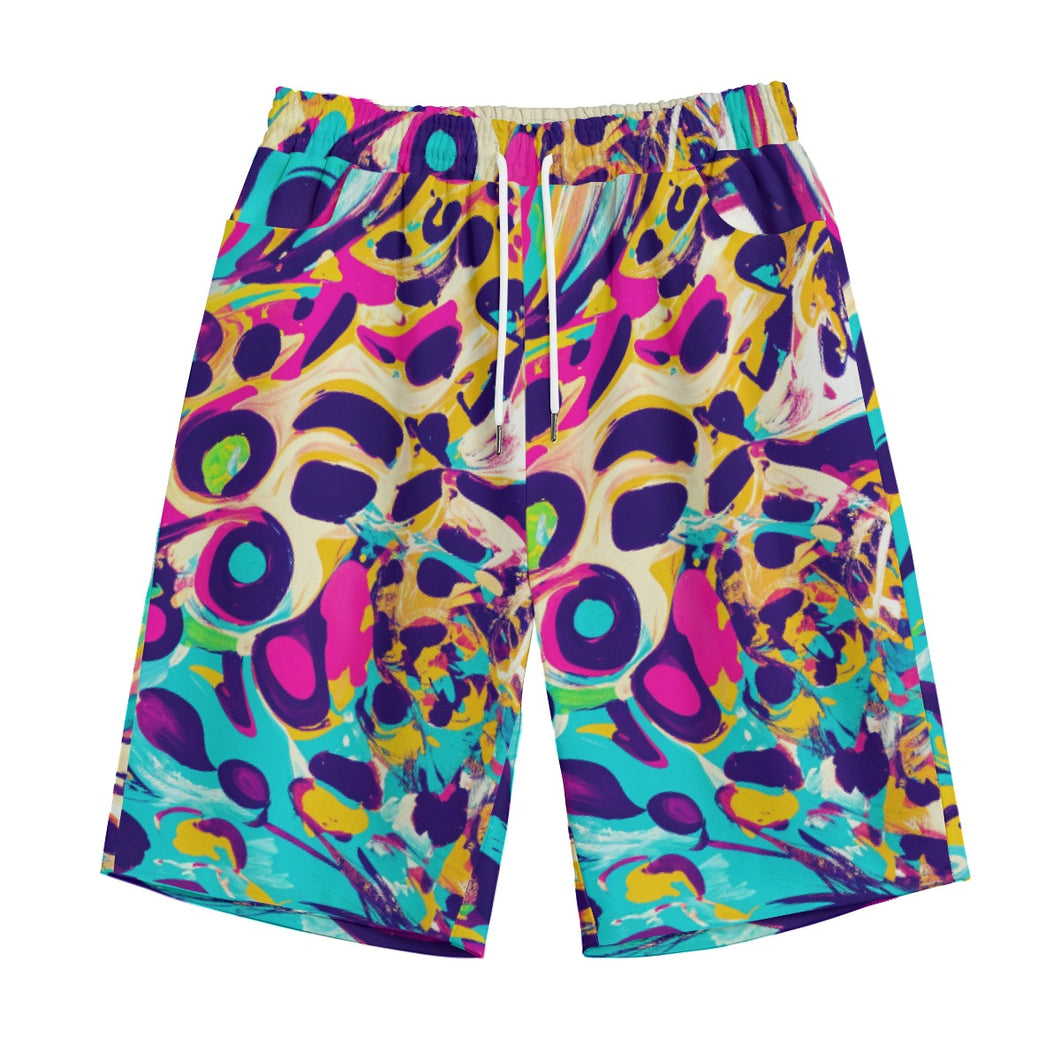 Pink and Blue Leopard Print | Unisex Straight Short (100% Cotton)