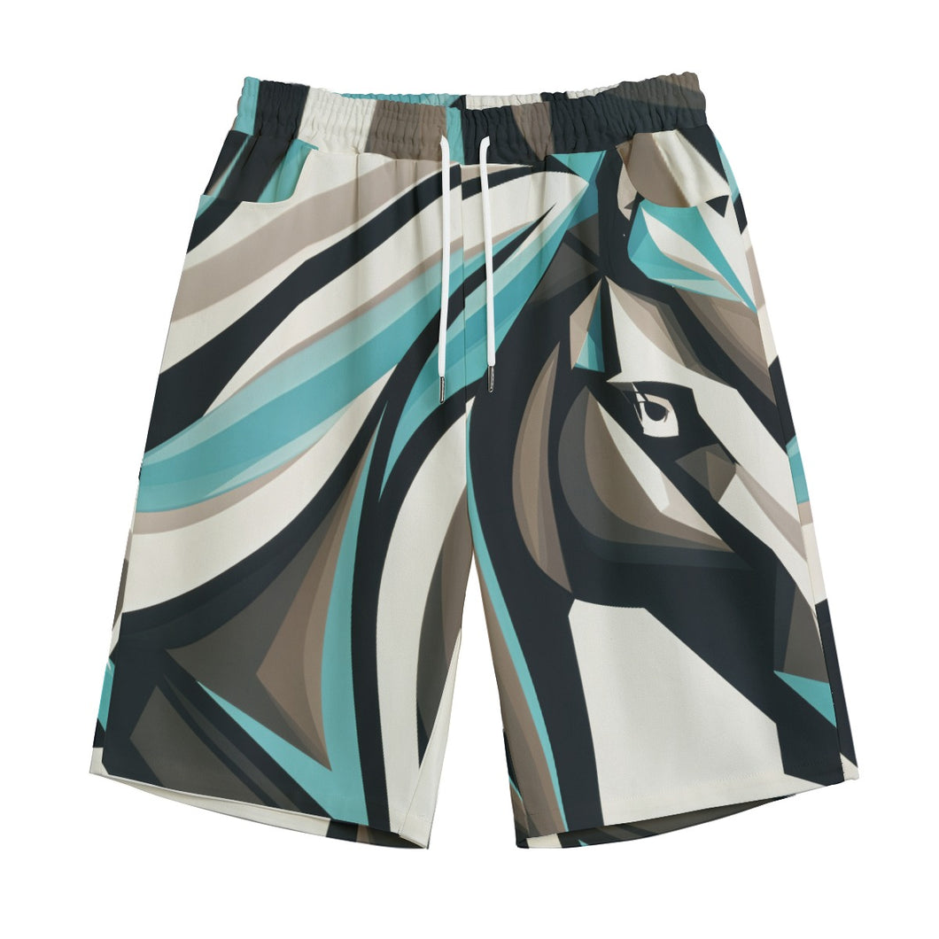 Gray and Blue Horse Digital Art | Unisex Straight Short (100% Cotton)