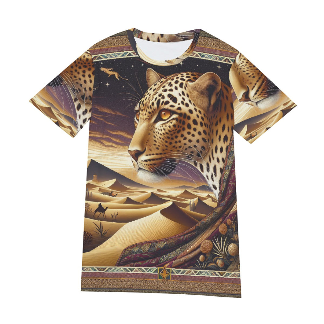 Arabian Leopard and Desert | Unisex O-Neck T-Shirt | (100% Cotton)