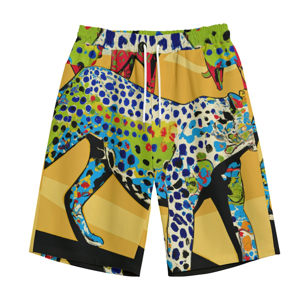 Leopards with Colorful Body in Desert | Unisex Straight Short (100% Cotton)