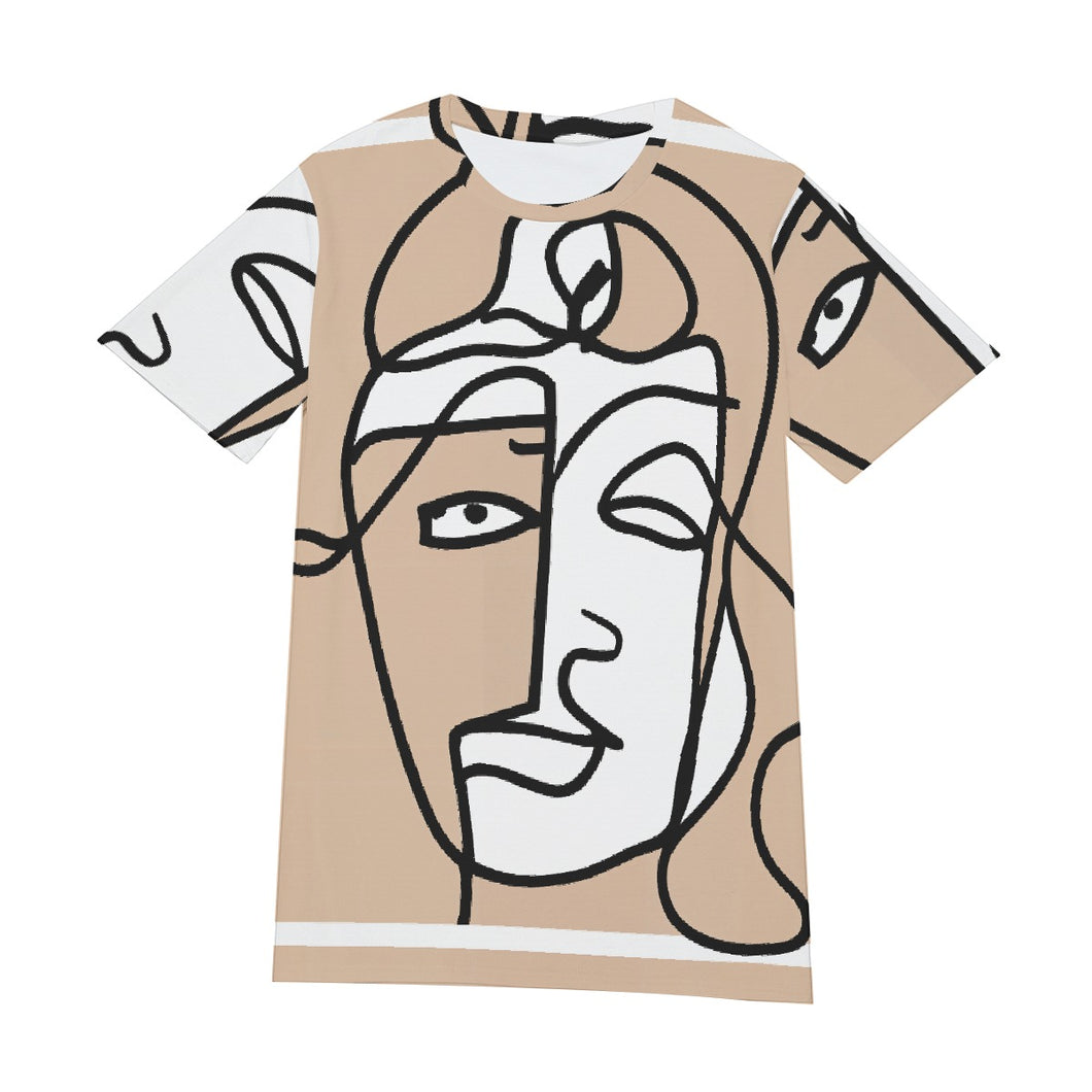 Beige and White Face Line Art | Unisex T-Shirt | (100% Cotton)