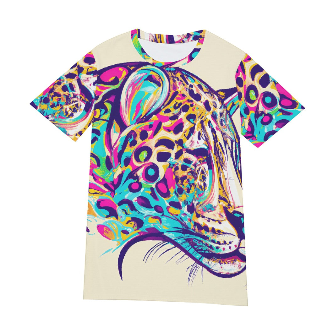 Blue and Pink Leopard Face | Unisex T-Shirt | (100% Cotton)